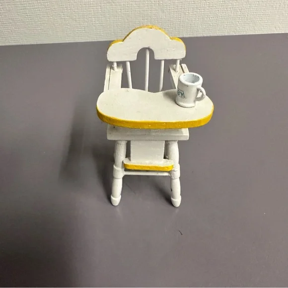 Yellow and White Dollhouse Nursery Furniture Set - Picture 4 of 14